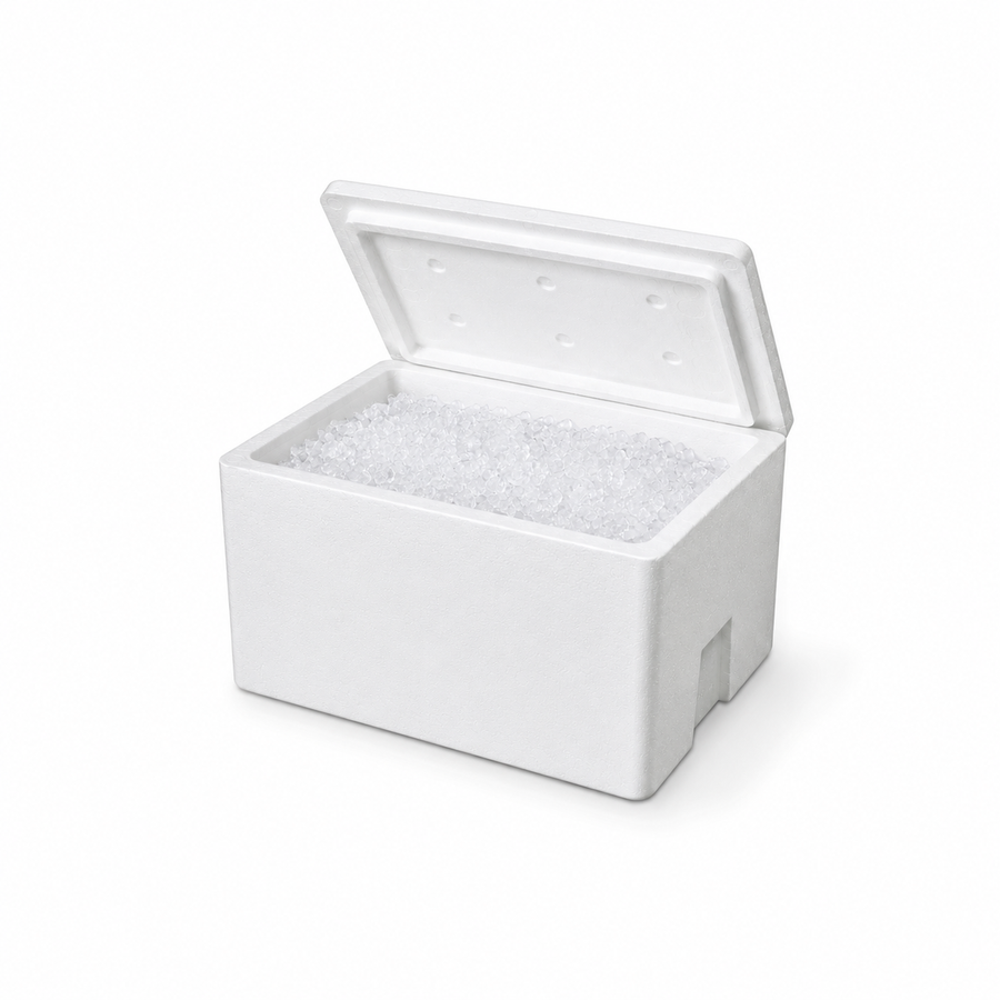 Tempex koelbox met 35 kg crushed ice